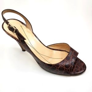 Kate Spade Croc Sling Back Peep Toe Heel Sandal